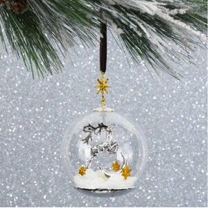 Michael Aram Reindeer Snow Globe Christmas Tree Ornament Gold New in Box